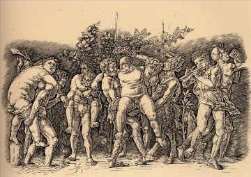 アンドレア・マンテーニャ Painting - バッカナールとシレヌス ルネサンスの画家アンドレア・マンテーニャ